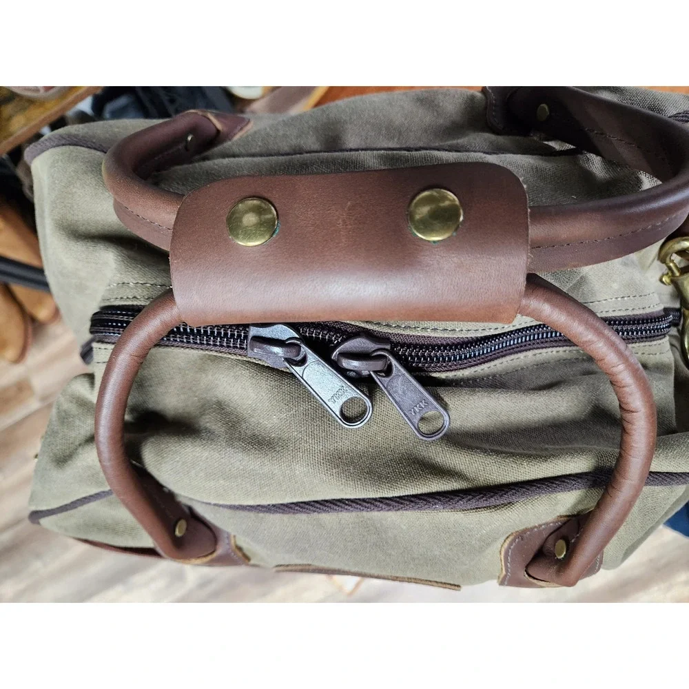 Frost River Flight Bag In Field Tan Waxed Canvas & Rich Brown Leather, Brass